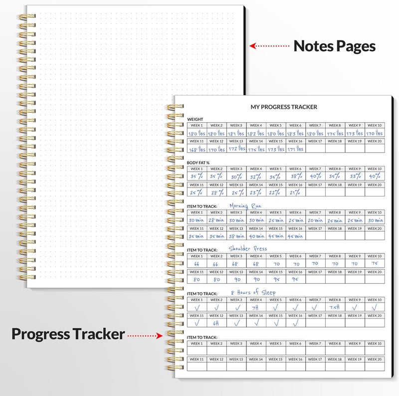 SUNEE Fitness Journal Workout Planner for Women & Men, A4 (8.5" x 11") Workout Journal Log Book Planner Gift for Track Gym Essentials, Home Workouts, Track Progress, Achieve Wellness Goals, Black - Image 5